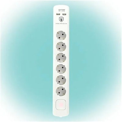 Somogyi Elektronic 8 Plug + 2 USB 1,4 m Switch (NVT 06K USB/WH)