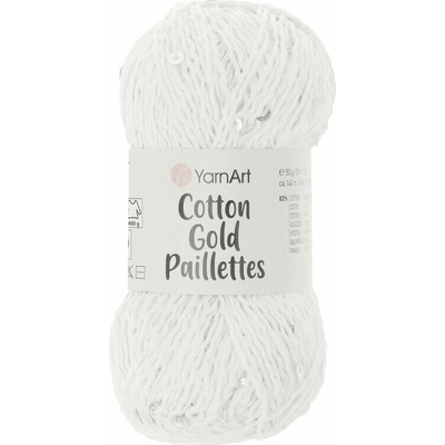 Yarnart Cotton Gold Paillettes 7102 biela
