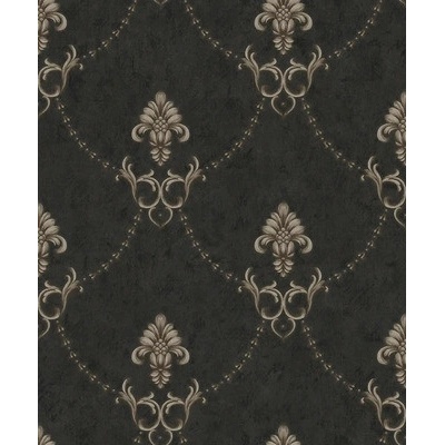 558019 Vliesová tapeta čierny štuk so zámockým ornamentom 0,53x10,05 m