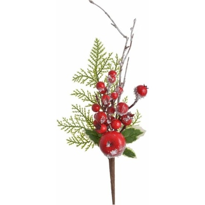 Přízdoba Větvička 38cm zasněžená s jablíčkem