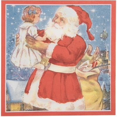 Clayre & Eef Papierové obrúsky Santa Claus 33x33 cm 20ks