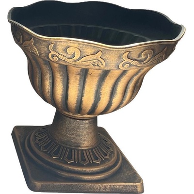 Kvetináč Strend Pro Antik, s podstavcom, 30x30 cm, zlatý, metalický efekt