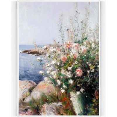 Plakát / Obraz Květiny u moře 50 x 70 cm Pololesklý saténový papír S bílým okrajem