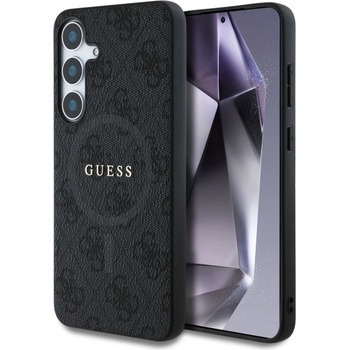 GUESS Калъф GUESS, PU Leather Colored Ring MagSafe за Samsung Galaxy S25, GUHMS25SG4GFRK, Черен (GUHMS25SG4GFRK)