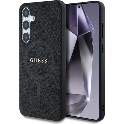 GUESS Калъф GUESS, PU Leather Colored Ring MagSafe за Samsung Galaxy S25, GUHMS25SG4GFRK, Черен (GUHMS25SG4GFRK)