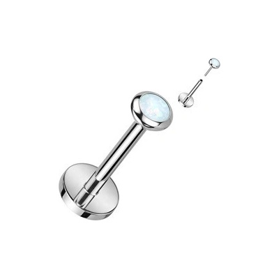 Šperky4U PUSH IN piercing do brady ucha titan bílý opál TIT1241-OP17