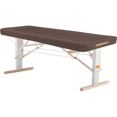 Clap Tzu Linea Prenosný elektrický masážny stôl Ayurveda Farba: PU hnedá (meteor) Doplnky: sieťové napájanie + vstavané elektrické vyhrievanie + nožný spínač 192 x 80 cm 30 kg 13 farieb