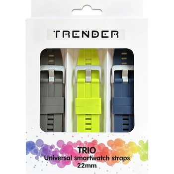 Trender Каишки Trender - Trio Bundle, 22 mm, 3 броя, синя/зелена/сива (TR-TRIO21)