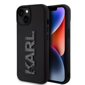 KARL LAGERFELD Предпазен калъф Cover Karl Lagerfeld 3D Rubber Glitter Logo Karl за iPhone 15, Черен (KLHCP15S3DMBKCK) (KLHCP15S3DMBKCK)