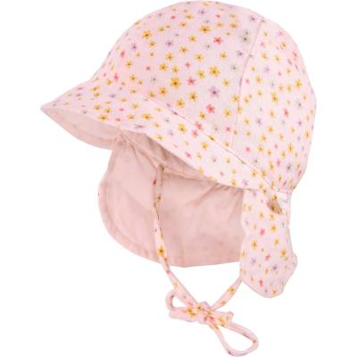 maximo Шапка с козирка maximo Baby's Peak Cap with Tie + Muslin Neck Protector Cap - Muschelrosa / Blümchen - размер 45 cm (904-6332-0612)