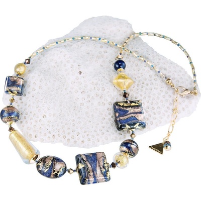 Lampglas Honosný náhrdelník Egyptian Goddess s 24 karátovým zlatom v perlách NRO4