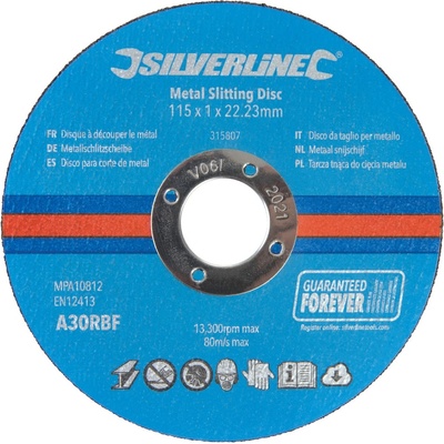 Silverline Řezné kotouče ploché 115 × 1 × 22,23 mm 315807 10 ks