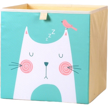 Dream Creations Látkový box kočka tyrkysový 33 x 33 x 33 cm