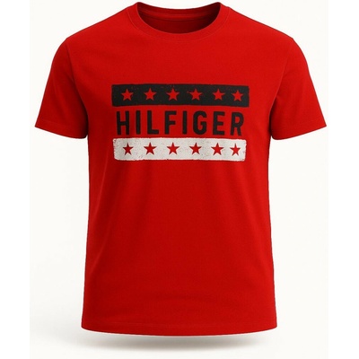 Tommy Hilfiger pánské tričko s Krátkým Rukávem Burgundy Brown