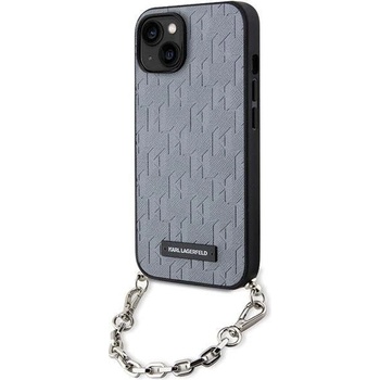 KARL LAGERFELD Кейс Karl Lagerfeld KLHCP14SSACKLHPG за iPhone 14 6.1"", сребрист / сребрист, твърд, Saffiano Monogram Chain (KF001642-0)