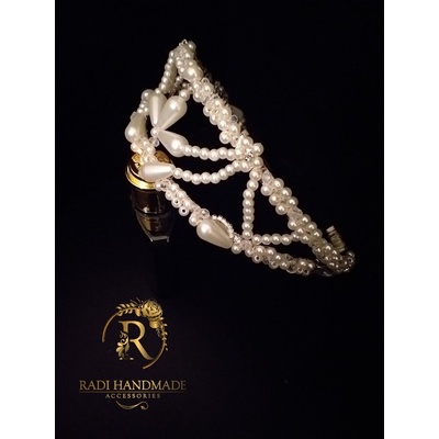 Radi handmade Диадема с бели перли и кристали (538)