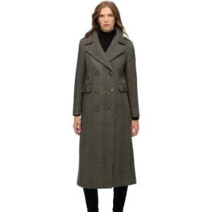SUPERDRY Палто Superdry Double Breasted Wool coat - Grey (Ivory / Black Herringbone)