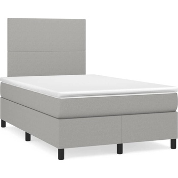 vidaXL Боксспринг легло с матрак, светлосиво, 120x190 см, плат (3269867)