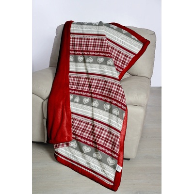 B.E.S. Petrovice deka s beránkem mikroflanel Tartan Heart dárkové balení 150x210