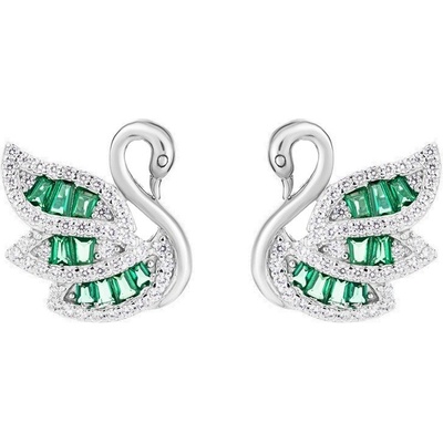 Preciosa Třpytivé stříbrné náušnice Labuť Sparkling Swan Glamour 5417 66