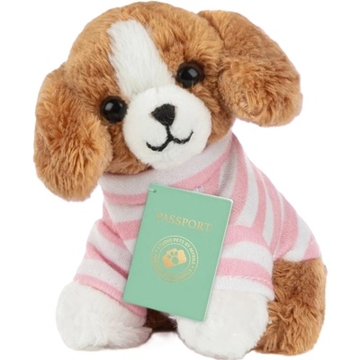 Studio Pets Плюшена играчка Studio Pets - Бигъл Били с куфарче, паспорт и стикери, 8 cm (6527)
