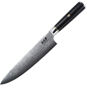 Gudaro - Дамасков шеф-нож AKIRO 8", 67 слоя дамаскова стомана, дължина 20 см, черен (GU0024)