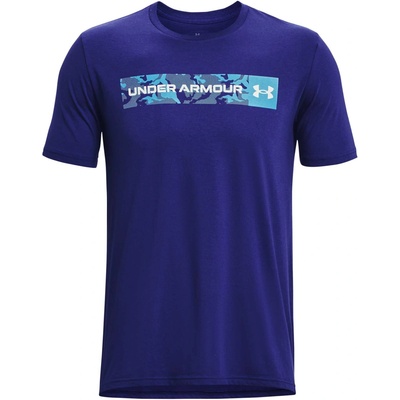 Under Armour men 's UA camo Chest Stripe short sleeve sonar blue white