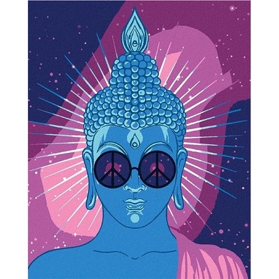 zuty Malování Podle Čísel Modrý Buddha S Duhovými Brýlemi 80 x 100 Cm Plátno