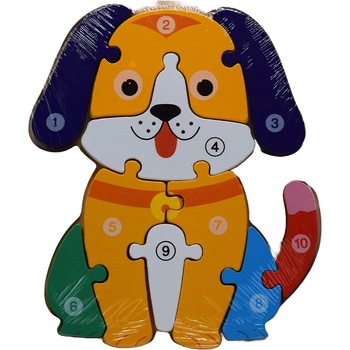 B-MAX Дървен пъзел B-MAX - Животни, с номера, 10 части, 22 х 18 cm, асортимент (925359)