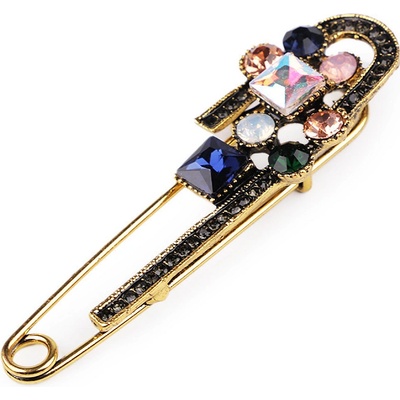 Stoklasa brož s broušenými kamínky na spínacím špendlíku 2 zlatá