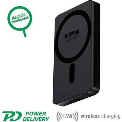 4smarts Wireless Power Bank VoltHub UltiMag 4000mAh for MagSafe - безжична преносима външна батерия с USB-C порт за iPhone с Magsafe (черен)