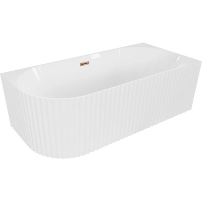 Mexen Gia самостоятелна ъглова вана с гравиран десен, дясна 170 x 80 cm, бял гланц, преливник розово злато - 52701708000P-60 (52701708000P-60)