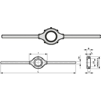 Bučovice Tools 403 045 Ruční vratidlo na závitové kruhové čelisti 45 mm, M16 - M20 (ČSN 24 1520)