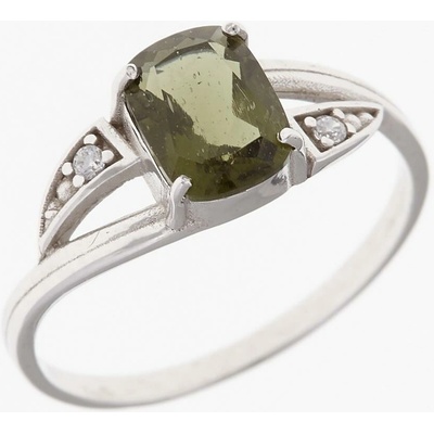 My Moldavite Stříbrný prsten s vltavínem a zirkony 524Z