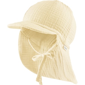 Sterntaler Детска шапка с козирка Sterntaler Kids' Peaked Cap with Neck Flap Muslin, Tie Cap - Vanille - размер 49 cm (904-3662-0914)