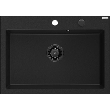 Mexen Elix гранитна мивка с 1 камера 700 x 500 мм, черна, черен сифон - 6526701005-77-B (6526701005-77-B)