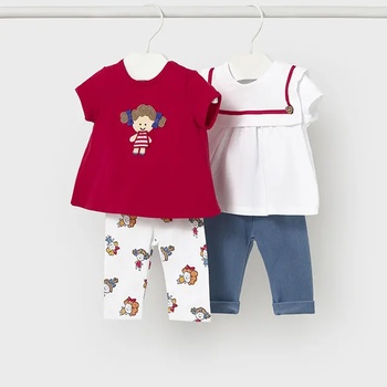 Mayoral Комплект два клина и две тениски в червено и бяло за новородено момиче Mayoral