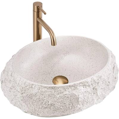 Rea REA-U4332 - Мивка за плот MIKA 38x50 см бежова/сива/имитация на камък (RE0232)