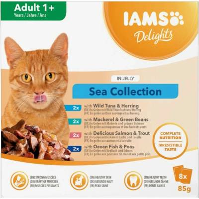 IAMS DELIGHTS Adult Sea in Jelly box vådfoder til kat 8 x 85 g