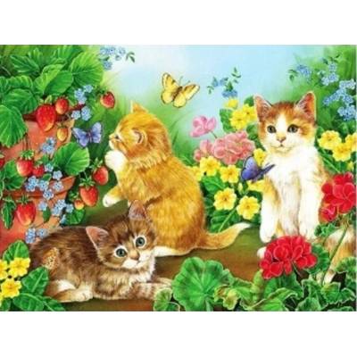 Norimpex - Puzzle Diamant painting: Cats and butterflies 30x40cm - 1 - 39 piese