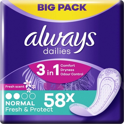 Always Dailies Fresh & Protect Normal s jemnou vôňou 60 ks