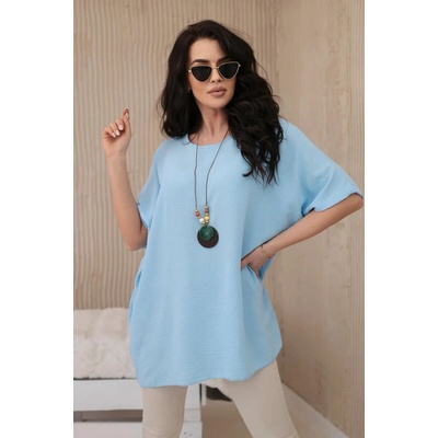 Fashionweek Blúzka oversize s príveskom pre moletky K31 jasne modrá