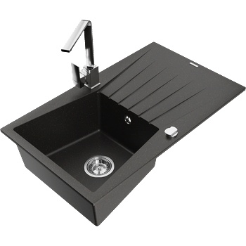 Mexen Cesar гранитна мивка с 1 камера с отцедник и кухненски смесител Rita, (6514-75-670300-00)