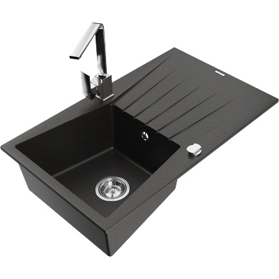 Mexen Cesar гранитна мивка с 1 камера с отцедник и кухненски смесител Rita, (6514-75-670300-00)