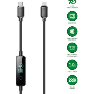 4smarts Кабел с бързо зареждане за устройства с USB-C порт (120 см) - 4smarts ScreenCord USB-C to USB-C Cable 240W (черен) (543240)
