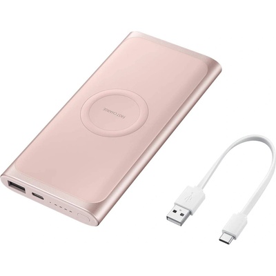 Samsung Wireless Powerbank EB-U1200CP 10000 mAh - външна батерия с безжично зареждане, USB и USB-C изходи (розов)