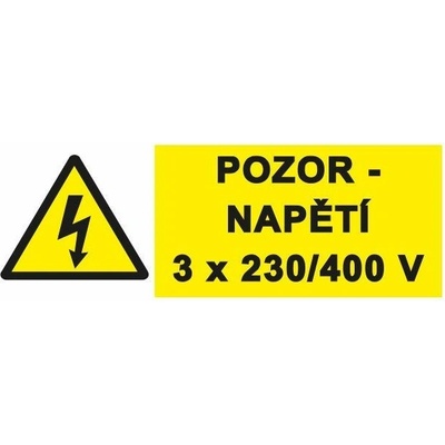 Pozor - napětí 3 x 230/400V, Fólie 10 x 4 cm