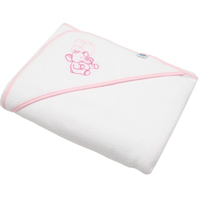 Baby Mix Detská froté osuška s výšivkou a kapucňou 100x100 biela sloník