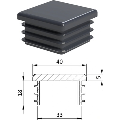 Krytka plastová 40 x 40 mm, antracit