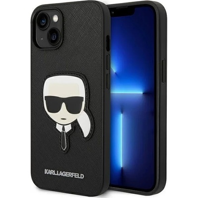 KARL LAGERFELD Кейс Karl Lagerfeld KLHCP14MSAPKHK за iPhone 14 Plus 6, 7"" черен / черен, твърд, Saffiano Karl`s Head Patch (KF001190-0)